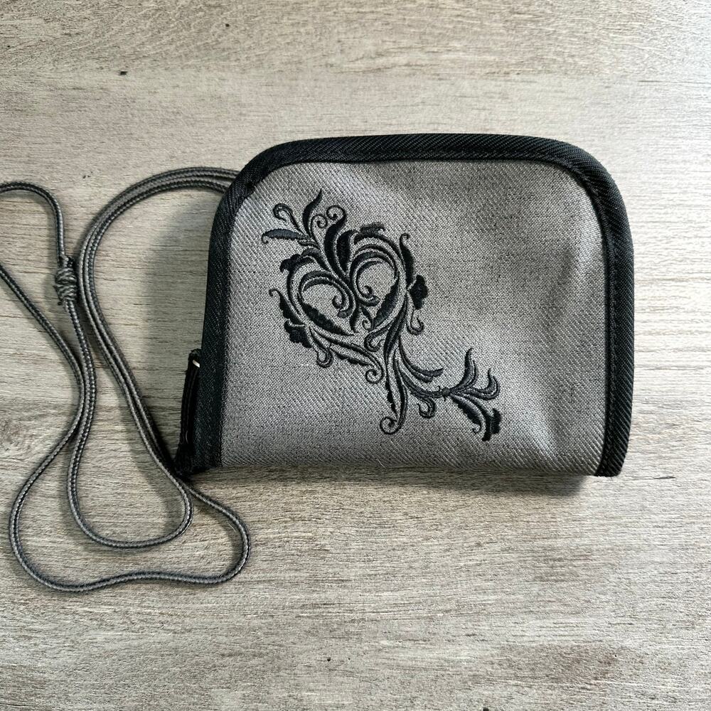 REI Crossbody Mini Purse Wallet Black Grey